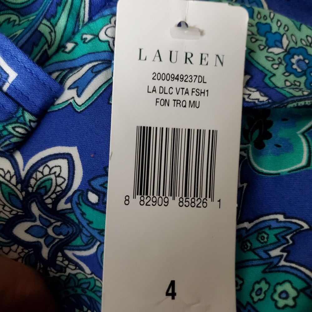 RALPH LAUREN Womens Shorts 4 Blue Floral Paisley High Waist Pockets LRL - Picture 9 of 14